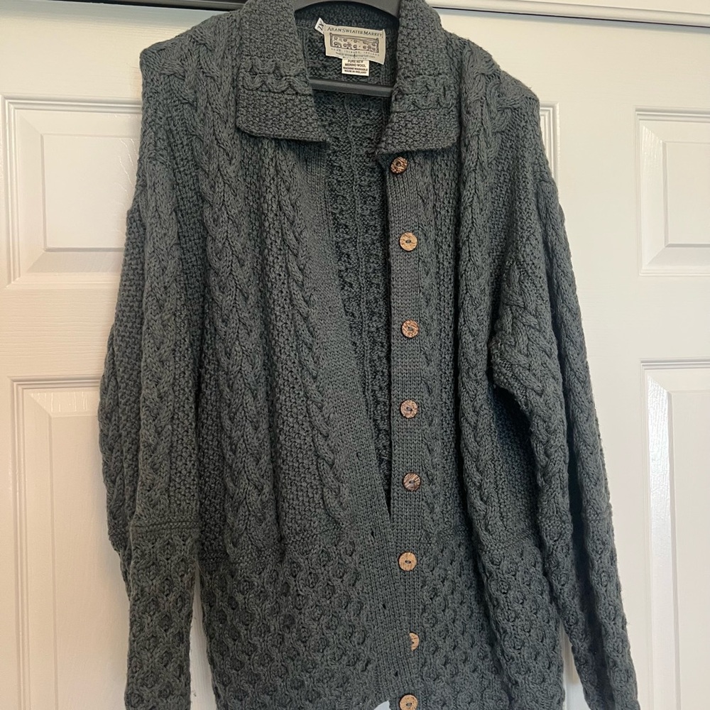 Chunky Gray Cable Knit Cardigan